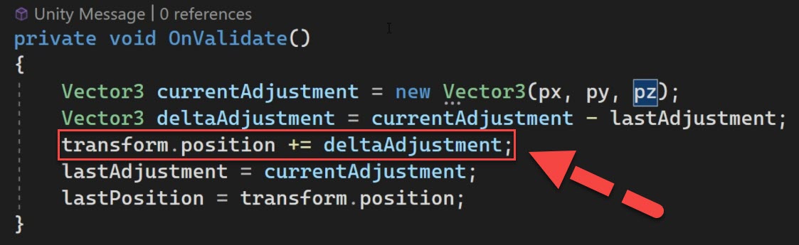 deltaAdjustment to the object's position