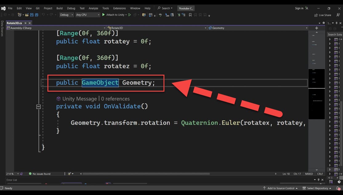 public GameObject variable called geometry